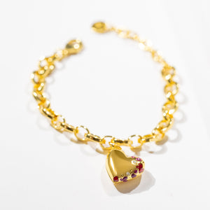 Jeweled Heart Bracelet - Gold